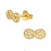 9 mm Golden Eternity Symbol with Zirconia - 925 Sterling Silver Ear Studs With Zirconia Stones A4S50002