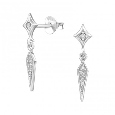 Dangling with Zirconia - 925 Sterling Silver Ear Studs With Zirconia Stones A4S50105