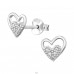7 mm Dvojsrdce se zirkony - Šperkovní Stříbro 925 Puzetové Náušnice Se Zirkony A4S50186