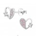 8 mm Heart with Zircons - 925 Sterling Silver Ear Studs With Zirconia Stones A4S50187