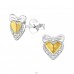 Heart With Bow and Zirconia - 925 Sterling Silver Ear Studs With Zirconia Stones A4S50263