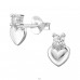 Heart with Zirconia - 925 Sterling Silver Ear Studs With Zirconia Stones A4S50267