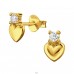 Heart Gold Plated with Zirconia - 925 Sterling Silver Ear Studs With Zirconia Stones A4S50268