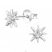 7 mm Eight-Pointed Star - 925 Sterling Silver Ear Studs With Zirconia Stones A4S50273