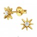 7 mm Eight-Pointed Star Gold Plated - 925 Sterling Silver Ear Studs With Zirconia Stones A4S50274