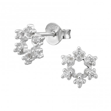 Schneeflocke mit Zirkonia - 925Er Silber Ohrstecker Mit Zirkonia Steinen A4S50609