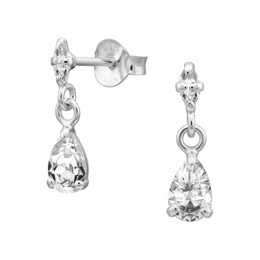 Zirconia in the shape of a drop - 925 Sterling Silver Ear Studs With Zirconia Stones A4S50613
