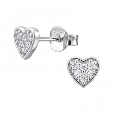 Inimă cu zirconiu 6mm - Argint 925 Cercei Cu Zirconiu Și Șurub A4S50620