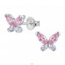 Butterfly with Zirconia - 925 Sterling Silver Ear Studs With Zirconia Stones A4S50621