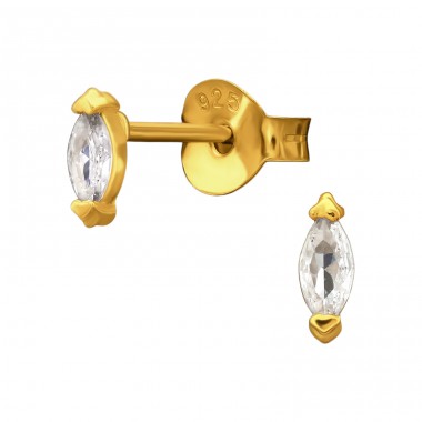 Ovale Zirkon, Vergoldet - 925Er Silber Ohrstecker Mit Zirkonia Steinen A4S50628