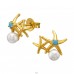 Stele de mare aurii cu perla si zirconiu - Argint 925 Cercei Cu Zirconiu Și Șurub A4S50669