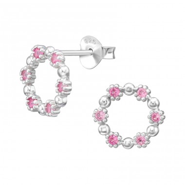 Coroana de flori cu zirconiu - Argint 925 Cercei Cu Zirconiu Și Șurub A4S50684