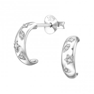 Semicerc cu zirconiu - Argint 925 Cercei Cu Zirconiu Și Șurub A4S50686