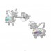 Inorog / Unicorn inaripat cu zirconiu - Argint 925 Cercei Cu Zirconiu Și Șurub A4S50719