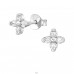 4 Petal Flower - 925 Sterling Silver Ear Studs with Zirconia stones A4S51189