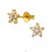 5 Petal Flower gold plated - 925 Sterling Silver Ear Studs With Zirconia Stones A4S51194