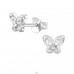 6mm Butterfly - 925 Sterling Silver Ear Studs with Zirconia stones A4S51196