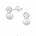4mm Round  Zirconia with 5mm Imitation Pearl - 925 Sterling Silver Ear Studs With Zirconia Stones A4S51198