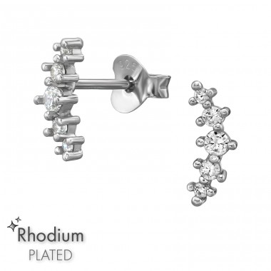 Curbură De 9 mm Placată Cu Rodiu - Argint 925 Cercei cu zirconiu și șurub A4S51202