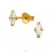 3x6mm Marquise with Zirconia, Gold Plated - 925 Sterling Silver Ear Studs With Zirconia Stones A4S51225