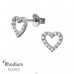 7.5 mm Open Heart with Zirconia - 925 Sterling Silver Ear Studs With Zirconia Stones A4S51226