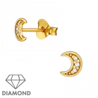 Semiluna aurie cu diamante - Argint 925 Cercei Cu Diamante A4S49859