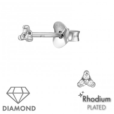 Triangle rhodium plated with diamonds - 925 Sterling Silver Diamond Ear Studs A4S49864