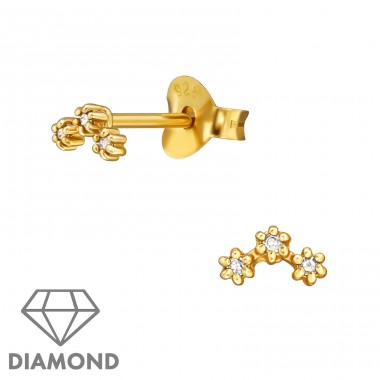 Flori aurii cu diamante - Argint 925 Cercei Cu Diamante A4S49865