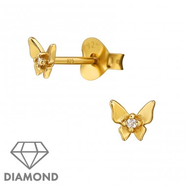 Fluturasi aurii cu diamante - Argint 925 Cercei Cu Diamante A4S49867