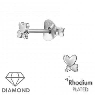 Inimi cu diamant - Argint 925 Cercei Cu Diamante A4S49870