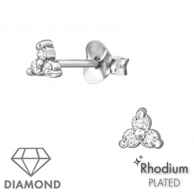 Floare cu diamante - Argint 925 Cercei Cu Diamante A4S49872