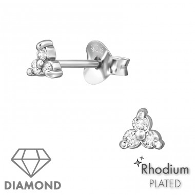 Floare cu diamante - Argint 925 Cercei Cu Diamante A4S49872