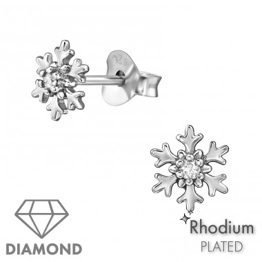 Fulg De Nea cu Diamant - Argint 925 Cercei Cu Diamante A4S49874