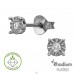 Ródiovaný sluneční kruh s diamantem - Šperkovní Stříbro 925 Diamantové Puzetové Náušnice A4S51309
