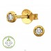 3,5 mm Circular Disk with Diamond, Gold Plated - 925 Sterling Silver Diamond Ear Studs A4S51322