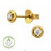 4 mm Circle with Diamond, Gold Plated - 925 Sterling Silver Diamond Ear Studs A4S51334