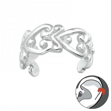 Heart - 925 Sterling Silver Ear Cuffs and Ear climbers A4S22170
