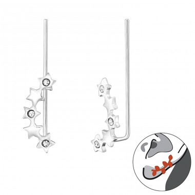 Star - 925 Sterling Silver Ear Cuffs and Ear climbers A4S24353