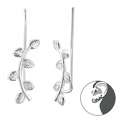 Leaf - 925 Sterling Silver Ear Cuffs and Ear climbers A4S24356