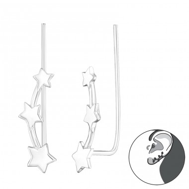 Star - 925 Sterling Silver Ear Cuffs and Ear climbers A4S24359