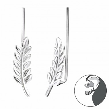 Leaf - 925 Sterling Silver Ear Cuffs and Ear climbers A4S24360