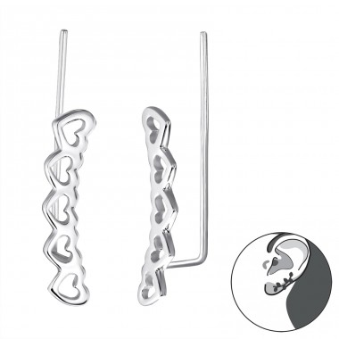 Heart - 925 Sterling Silver Ear Cuffs and Ear climbers A4S24362