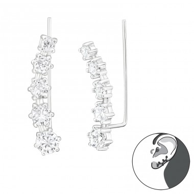 Round - 925 Sterling Silver Ear Cuffs and Ear climbers A4S24364
