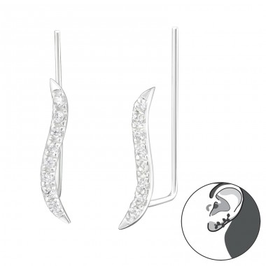 Curved - 925 Sterling Silver Ear Cuffs and Ear climbers A4S24365