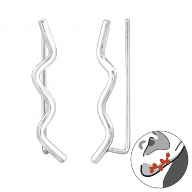 Wave - 925 Sterling Silver Ear Cuffs and Ear climbers A4S24367