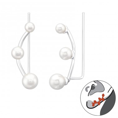 3x pearls in line - ear decoration - 925 Sterling Silver Ear Cuffs And Ear Pins A4S24566