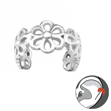 Flower - 925 Sterling Silver Ear Cuffs and Ear climbers A4S30587