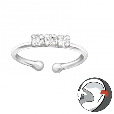 3 stones - 925 Sterling Silver Ear Cuffs And Ear Pins A4S34955