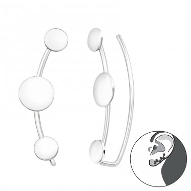 Triple Round - 925 Sterling Silver Ear Cuffs and Ear pins A4S37842