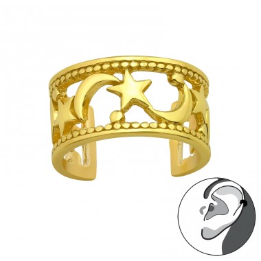 Moon & Star - 925 Sterling Silver Ear Cuffs and Ear climbers A4S40018